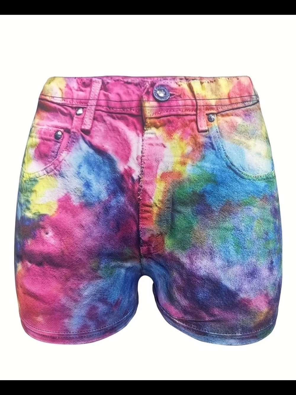 SHEIN NWOT Colorful Tie-Dye Denim Shorts